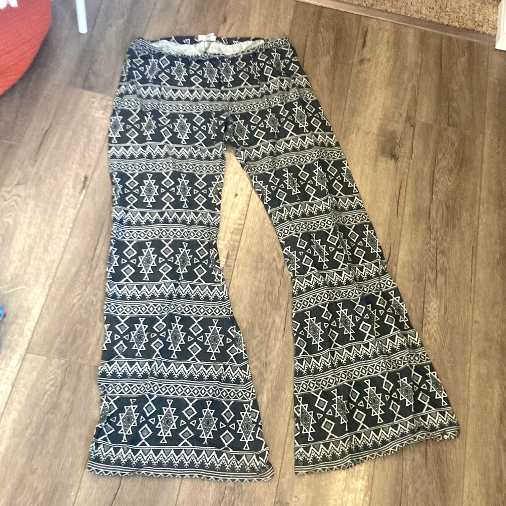 Billabong Black & White Aztec Flared Pants